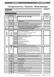 Antragsverzeichnis / Checkliste - Windkraftanlagen: