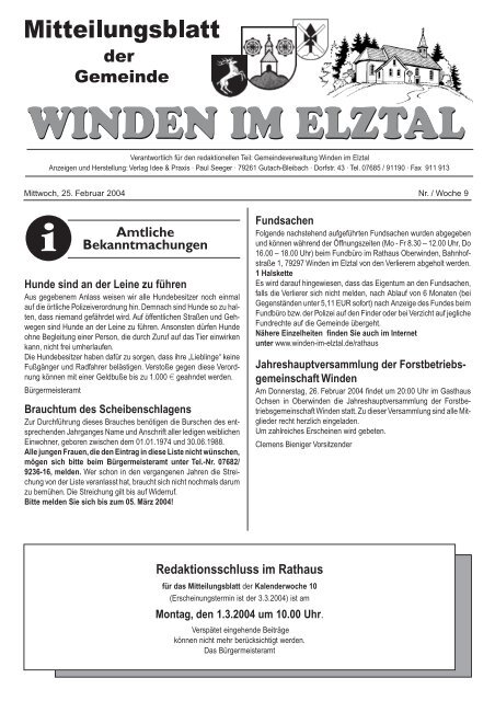 WINDEN IM ELZTAL WINDEN IM ELZTAL