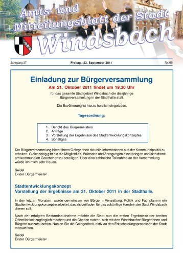 Einladung zur Bürgerversammlung - Stadt Windsbach