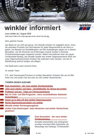 www.winkler.de | August 2009 Sehr geehrter Kunde, das Beste ist ...