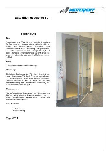 Datenblatt: Gasdichte Tür "schwellenlos" - Winterhoff-Edelstahl GmbH