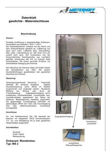 Datenblatt: Wandeinbau - Winterhoff-Edelstahl GmbH