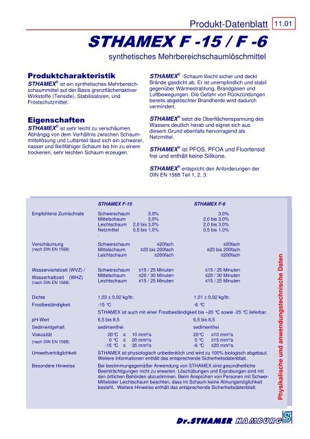 Schaummittel Stahmex F-15 Produktdatenblatt