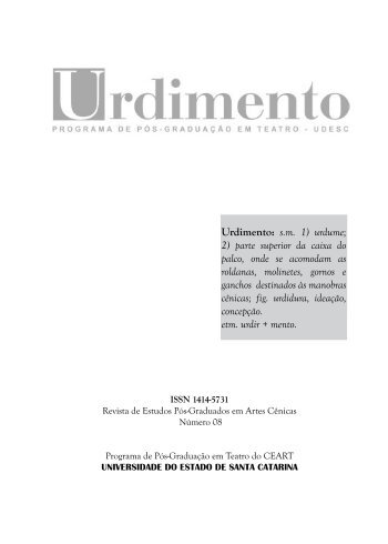 Urdimento: s.m. 1) urdume; 2) parte superior da ... - CEART - Udesc