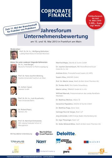 Jahresforum Unternehmensbewertung - WSF Wirtschaftsseminare