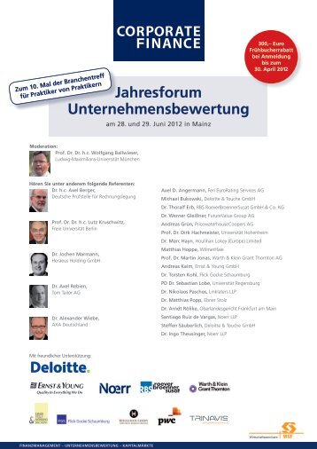 Jahresforum Unternehmensbewertung 2012 - WSF Wirtschaftsseminare