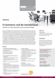E-Commerce und die Umsatzsteuer - WSF Wirtschaftsseminare