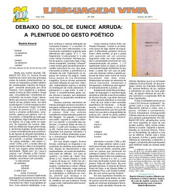 DEBAIXO DO SOL, DE EUNICE ARRUDA: A ... - Linguagem Viva