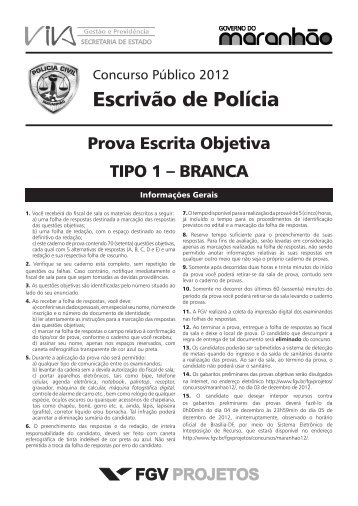 Escrivão de Polícia - Tipo 1 - FGV Projetos