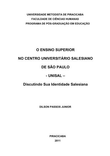 O ENSINO SUPERIOR NO CENTRO UNIVERSITÁRIO ... - Unimep