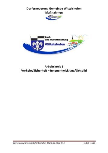 Dorferneuerung Gemeinde Wittelshofen Maßnahmen Arbeitskreis 1 ...