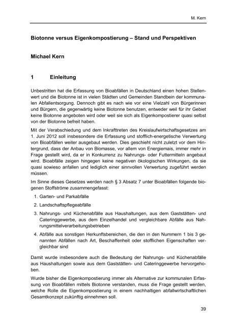 Biotonne versus Eigenkompostierung â Stand und Perspektiven ...