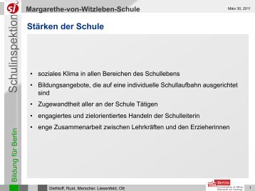 Bericht Schulinspektion - Margarethe-von-Witzleben-Schule