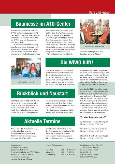 Ausgabe 02 / 2003 - WiWO Wildauer Wohnungsbaugesellschaft
