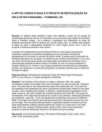 a app de cursos d'água eo projeto - Arquitetura e Urbanismo