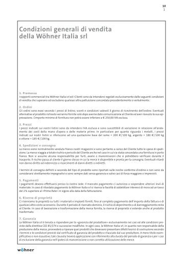 Condizioni generali di vendita della WÃ¶hner Italia srl