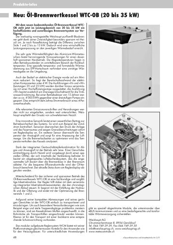 Neu: Öl-Brennwertkessel WTC-OB (20 bis 35 kW) - Weishaupt