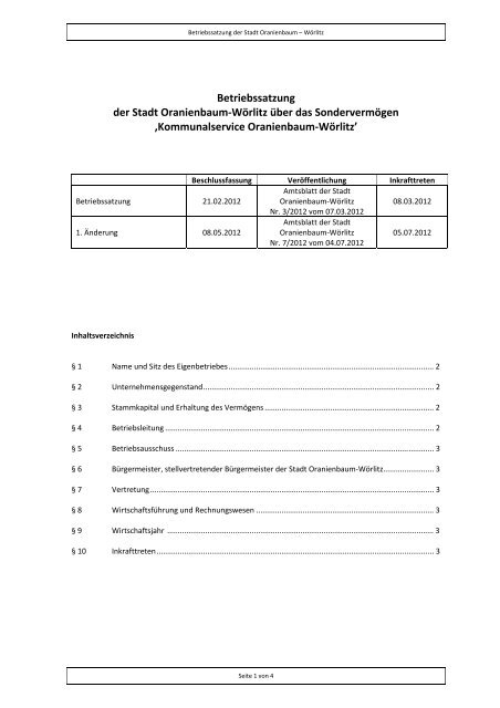 Kommunalservice Oranienbaum-Wörlitz - Wörlitzer Winkel