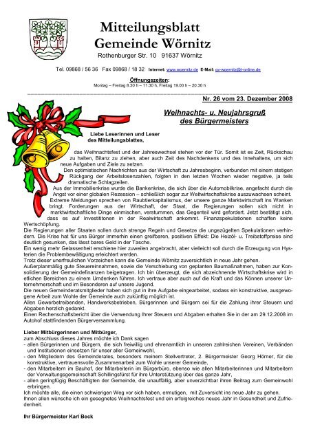 Mitteilungsblatt Nr 26 23 12 2008 - WÃ¶rnitz