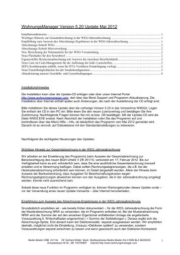 Update-Inhalte Mai 2012 - WohnungsManager