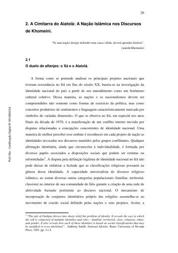 2. A Cimitarra do Aiatolá: A Nação Islâmica nos Discursos ... - PUC Rio