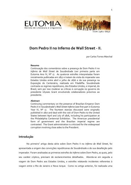 Dom Pedro II no Inferno de Wall Street - II. - Eutomia