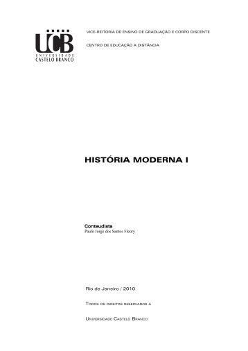HISTÓRIA MODERNA I - Universidade Castelo Branco