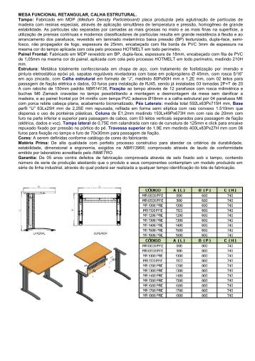 MESA FUNCIONAL RETANGULAR, CALHA ... - Stacatto