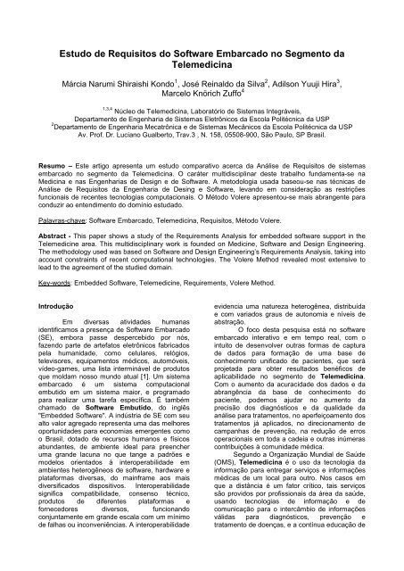 Estudo de Requisitos do Software Embarcado no Segmento ... - SBIS