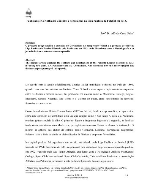 PDF) OS CLUBES-EMPRESA DA SEGUNDA DIVISÃO DO CAMPEONATO PAULISTA DE FUTEBOL  2008 E AS RELAÇÕES COM SEUS GRUPOS DE INTERESSE