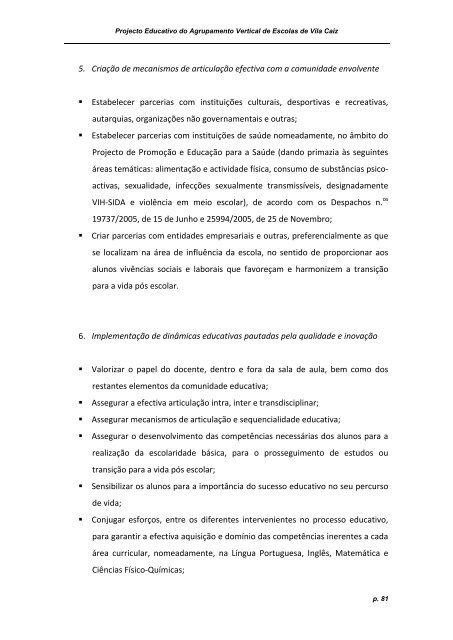 Comissão de elaboração do P - Escola EB23 de Vila Caiz