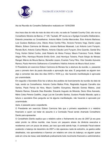 Ata da Reunião do Conselho Deliberativo realizada em 07/08/2007