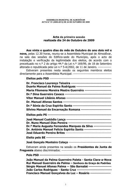Acta da - Câmara Municipal de Almodôvar