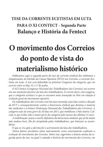 O movimento dos Correios do ponto de vista do materialismo ... - Pco