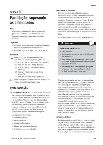 Sessão 6 a sessão 10