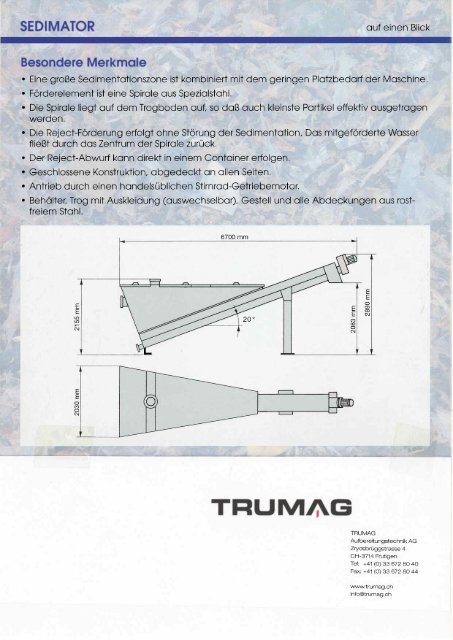 Prospekt Sedimator - TRUMAG AG