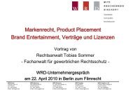 Markenrecht, Product Placement Brand Entertainment, Verträge und ...