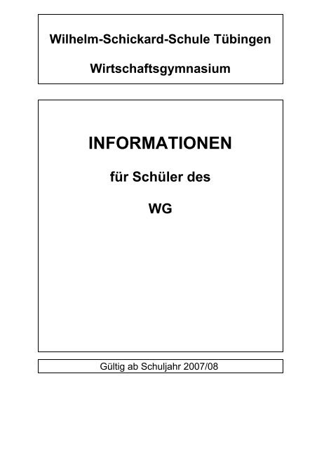 INFORMATIONEN - Wilhelm-Schickard-Schule Tübingen