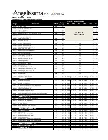 Lista de Precios Nacional Angelissima