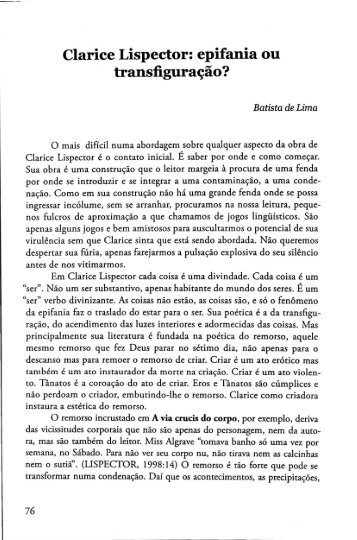Clarice Lispector: epifania ou transfiguração? - Batista de Lima