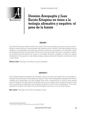 dionisio areopagita y Juan Escoto Eriugena en torno a la teología ...