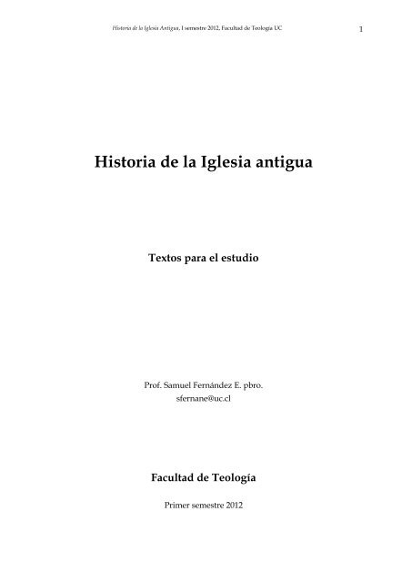 Textos para el estudio de la historia de la Iglesia antigua