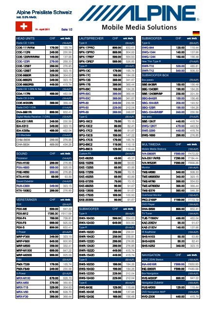 Preisliste herunterladen - Vimcom