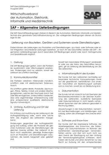 SAP – Allgemeine Lieferbedingungen