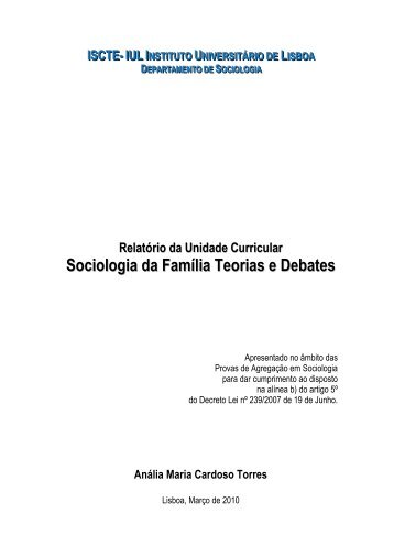 Sociologia da Família Teorias e Debates - Anália Torres