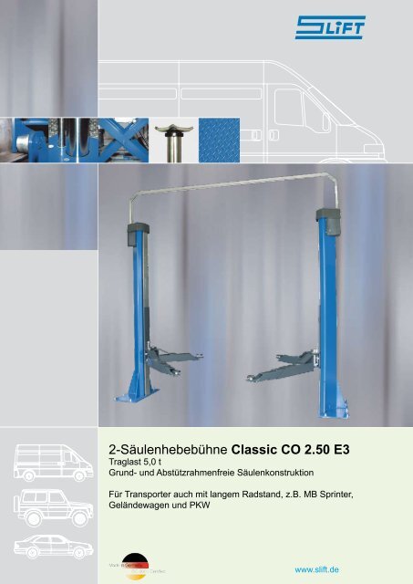 2-Säulenhebebühne Classic CO 2.50 E3