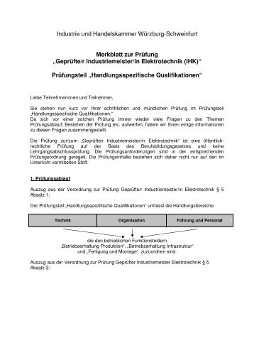 Merkblatt zur Prüfung Geprüfte/r Industriemeister/in Elektrotechnik