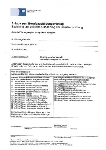 Biologielaborant Sachliche und zeitliche Gliederung der ...