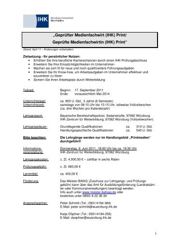 Infoblatt Geprüfte/r Medienfachwirt/in - IHK Würzburg-Schweinfurt