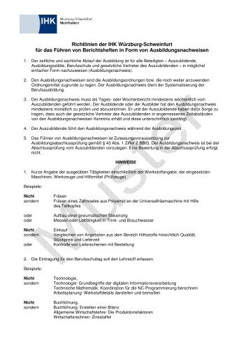 Richtlinie zum Führen des Berichtsheft Formular Ausbildung 15.06